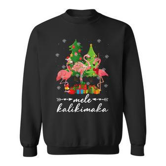 Mele Kalikimaka Tropical Hawaiian Christmas Flamingo Men Women Sweatshirt Graphic Print Unisex - Thegiftio UK