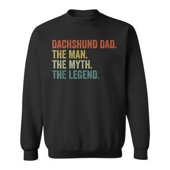 Men Vintage Dog Dad Man Myth Legend Dachshund Dad Day Sweatshirt - Seseable