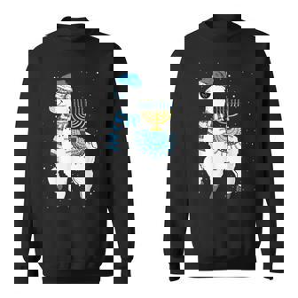 Menorah Hanukkah Llama Cute Alpaca Chanukah Christmas Pajama V10 Men Women Sweatshirt Graphic Print Unisex - Thegiftio