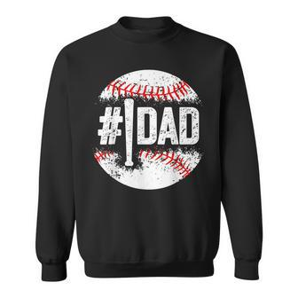 Mens 1 Dad Baseball Number One Daddy Son Gifts Fathers Day Sweatshirt - Thegiftio UK