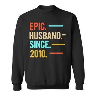 Mens 11Th Wedding Anniversary Epic Husband Since 2010 Men Women Sweatshirt Graphic Print Unisex - Seseable