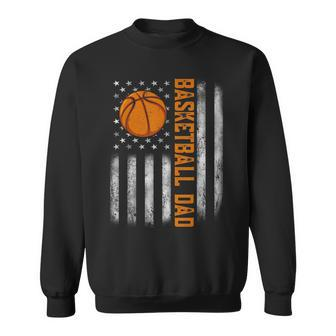 Mens American Flag Vintage Basketball Flag Dad Fathers Day Sweatshirt - Seseable