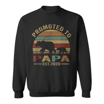 Mens Bear Promoted To Papa Est 2021 Vintage Fathers Day Gift Sweatshirt - Seseable
