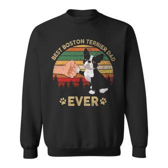 Mens Best Boston Terrier Dad Ever Retro Vintage Dad Fathers Day Sweatshirt - Seseable