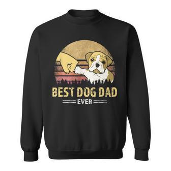Mens Best Bulldog Dad Ever Vintage English Bulldog Puppy Lover Sweatshirt - Seseable