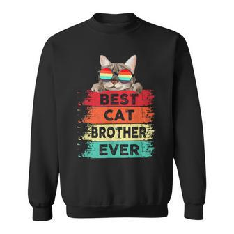 Mens Best Cat Brother Ever Funny Cat Brother Vintage Father Day Sweatshirt - Thegiftio UK