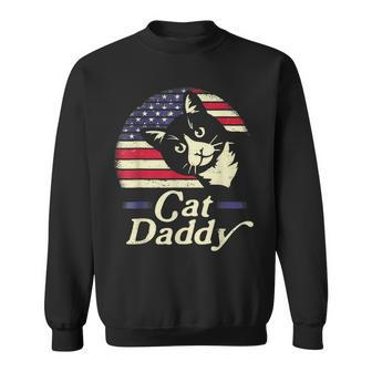 Mens Best Cat Dad 4Th Of July Fathers Day Men Daddy Papa Us Flag Sweatshirt - Thegiftio UK