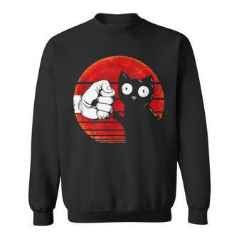 Mens Best Cat Dad Ever Funny Red Moon Black Cat Fathers Day Gift Sweatshirt - Seseable