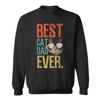Mens Best Cat Dad Ever - Vintage Retro Funny Cat Lover Gift Sweatshirt - Seseable