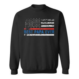 Mens Best Papa Ever American Flag Fathers Day Gift Sweatshirt - Seseable