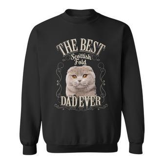 Mens Best Scottish Fold Dad Ever Funny Cat Lover Gifts Vintage Men Women Sweatshirt Graphic Print Unisex - Seseable