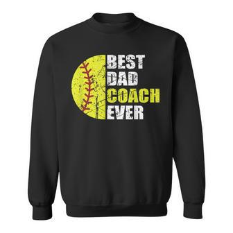 Mens Best Softball Dad Coach Ever Retro Father Softball Coach Dad Sweatshirt - Seseable