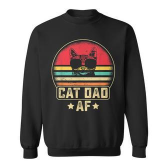 Mens Cat Dad Af Funny Daddy Fathers Day Vintage Cute Cat Lover Sweatshirt - Seseable