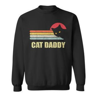 Mens Cat Daddy Funny Vintage Style Cat Retro Distressed Sweatshirt - Seseable