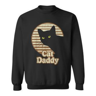 Mens Cat Daddy Vintage Eighties 80S Style Funny Cat Dad Retro Sweatshirt - Seseable