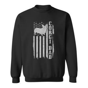 Mens Corgi Dad Vintage American Flag Patriotic Corgi Dog Sweatshirt - Seseable