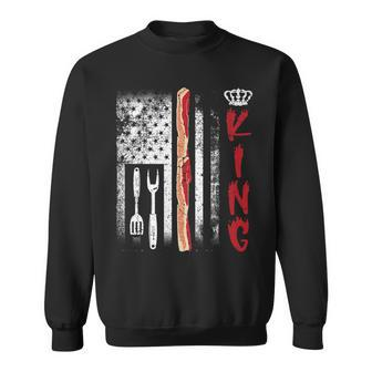Mens Dad Grilling Funny Bbq Fathers Day Bbq King Usa Flag Bacon Sweatshirt - Thegiftio UK