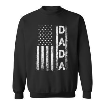 Mens Dada Vintage American Flag Fathers Day 4Th Of July Dad Papa Sweatshirt - Seseable