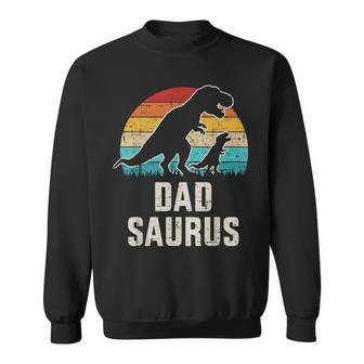 Mens Dadsaurus Dad Dinosaur Vintage For Fathers Day Sweatshirt - Seseable
