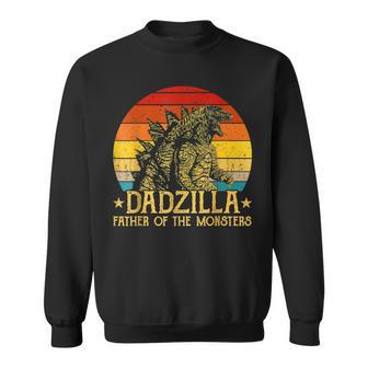 Mens Dadzilla Father Of The Monsters Retro Vintage Sunset Sweatshirt - Thegiftio UK