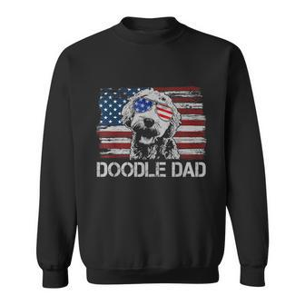 Mens Doodle Dad Goldendoodle Dog American Flag 4Th Of July Sweatshirt - Monsterry