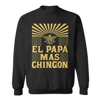Mens El Papa Mas Chingon Mexican Dad Cinco De Mayo Aztec Eagle Sweatshirt - Seseable