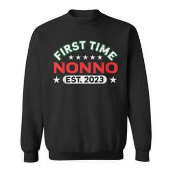 Mens First Time Nonno Est 2023 Italian Grandpa Sweatshirt - Seseable