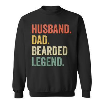 Mens Funny Bearded Husband Dad Beard Legend Vintage Sweatshirt - Seseable