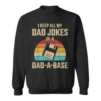 Mens Funny Dad Jokes In Dad-A-Base Vintage For Fathers Day Sweatshirt - Seseable
