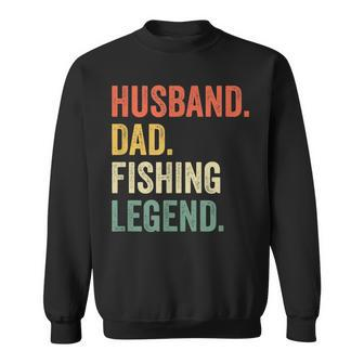 Mens Funny Fisherman Husband Dad Fishing Legend Vintage Sweatshirt - Seseable