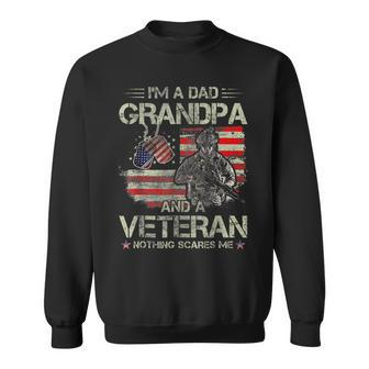 Mens Funny Im A Dad Grandpa Veteran Us Dad Gift Fathers Day Sweatshirt - Seseable