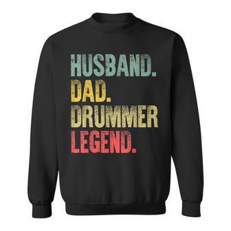 Mens Funny Vintage Gift Husband Dad Drummer Legend Retro Sweatshirt - Seseable