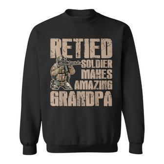 Mens Grandpa Gift Retied Soldier Retired Military Veteran Gift Men Women Sweatshirt Graphic Print Unisex - Seseable