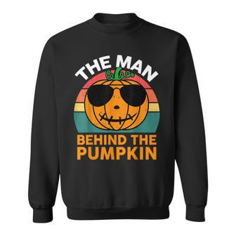 Mens Halloween Pregnancy Dad Costume The Man Behind The Pumpkin Sweatshirt | Mazezy