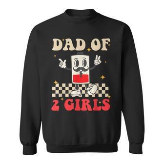 Mens Hippie Face Battery Dad Of 2 Girls Retro Groovy Fathers Day Sweatshirt - Thegiftio UK