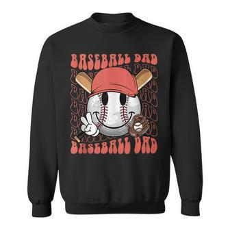 Mens Hippie Face Softball Baseball Dad Retro Groovy Fathers Day Sweatshirt - Thegiftio UK