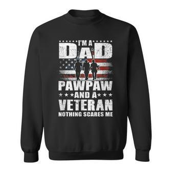 Mens I Am A Dad A Pawpaw And A Veteran Fathers Day Gift Sweatshirt - Seseable