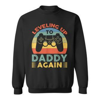 Mens Leveling Up To Daddy Again Vintage Promoted To Dad Again Sweatshirt - Seseable