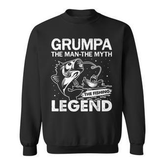 Mens Mens Grumpa Man Myth Fishing Legend Funny Fathers Day Gift Sweatshirt - Seseable