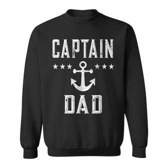 Mens Mens Vintage Captain Dad Lake Boating Father Sweatshirt - Seseable