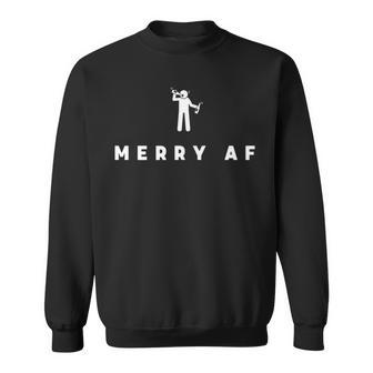 Mens Merry Af Simple Minimalist Funny Christmas Men Women Sweatshirt Graphic Print Unisex - Thegiftio UK