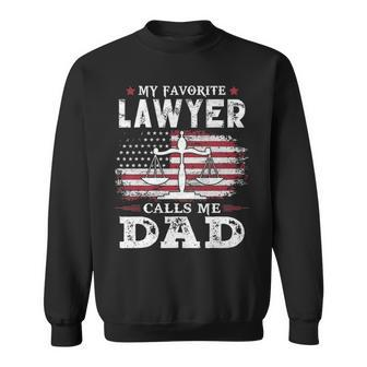 Mens My Favorite Lawyer Calls Me Dad Usa Flag Dad Father Gift Sweatshirt - Seseable