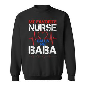 Mens My Favorite Nurse Calls Me Baba Cool Vintage Nurse Dad Sweatshirt - Seseable
