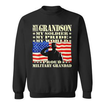 Mens My Grandson My Soldier Hero Proud Military Grandad Gifts Sweatshirt - Seseable