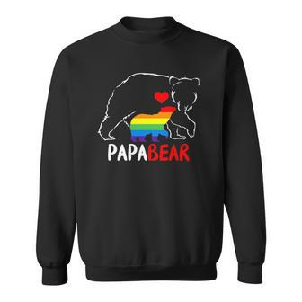 Mens Papa Bear Proud Dad Daddy Rainbow Flag Lgbt Pride Father Day Men Women Sweatshirt Graphic Print Unisex - Thegiftio UK