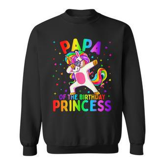 Mens Papa Of The Birthday Princess Girl Dabbing Unicorn Sweatshirt | Mazezy