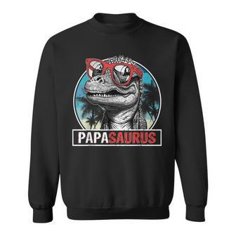 Mens Papasaurus Rex Cool Dad Dinosaur Fathers Day Sweatshirt | Mazezy