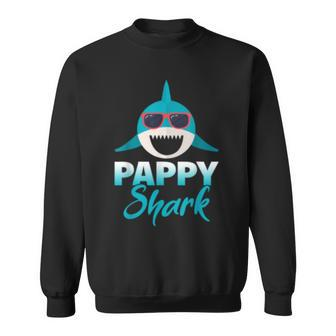 Mens Pappy Shark Wearing Cool Sunglasses Grandpa Gift Sweatshirt - Seseable