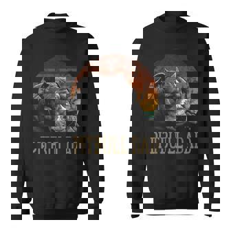 Mens Pitbull Dad Vintage Pit Bull Dog Father Lover Sweatshirt | Mazezy