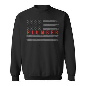 Mens Plumber Vintage American Flag Fathers Day Gift For Dad Sweatshirt - Seseable